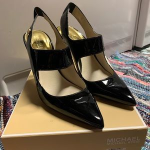 Michael Kors patent sling back Mary Janes black 10